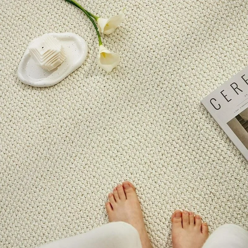 Faux Sisal Woven Bedroom Carpet Textured Natural Look Area Rug  Geometric Room Soft Non-Slip Anti-Slip Carpet Plush Shaggy