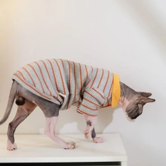 Sphynx Cat Clothes Striped T-shirt Hoodies For Sphinx Hairless Cat Devon Rex Costumes Autumn Winter Clothing For Cats Dogs