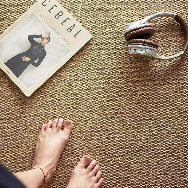 Faux Sisal Woven Bedroom Carpet Textured Natural Look Area Rug  Geometric Room Soft Non-Slip Anti-Slip Carpet Plush Shaggy