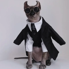 Cat Costumes Sphynx Hairless Cat Clothes Sphinx Devon Autumn Winter English Dress Wedding Suit Pet Gentleman Handsome Cool Coat