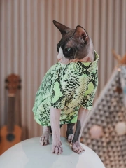 Euro-american Snakeskin Pattern Sphynx Cat Clothes Cotton T-shirt Fashion Cartoon Undercoat Devon Rex Soft Coat for Kittens