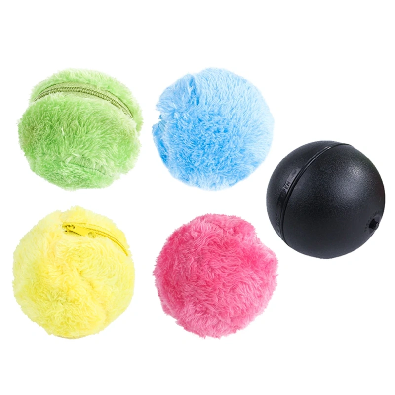 Electric Cat Ball Plush Toy Automatic Rolling Smart Interactive Dog Training Self-moving Kitten Toys for Pet Dogs Indoor Playing