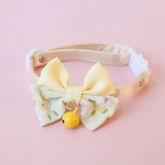 Bow Pet Collar, Cat Dog Collar Macaron Bell Safety Buckle Gradient Floral Bow Adjustable Knot Cat Collars for Kitten and Puppies