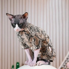 Euro-american Snakeskin Pattern Sphynx Cat Clothes Cotton T-shirt Fashion Cartoon Undercoat Devon Rex Soft Coat for Kittens