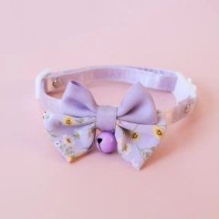 Bow Pet Collar, Cat Dog Collar Macaron Bell Safety Buckle Gradient Floral Bow Adjustable Knot Cat Collars for Kitten and Puppies