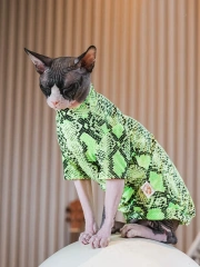 Euro-american Snakeskin Pattern Sphynx Cat Clothes Cotton T-shirt Fashion Cartoon Undercoat Devon Rex Soft Coat for Kittens