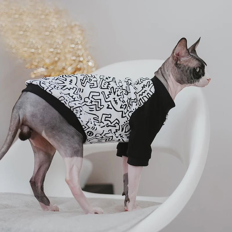 Cat Clothing Cotton Coat Elestic for Male Cat Spring Summer Sweatshirt For Kittens Soft T-shirt for Devon Rex