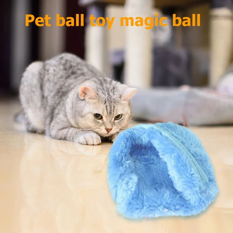 Electric Cat Ball Plush Toy Automatic Rolling Smart Interactive Dog Training Self-moving Kitten Toys for Pet Dogs Indoor Playing