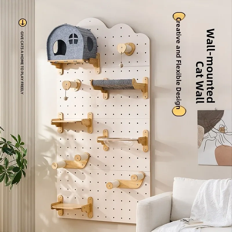 Wall-Mounted  Climbing Frame Inteated Hole Board  Wall  Suitable for All Seasons Large  Pet Supplies Toys