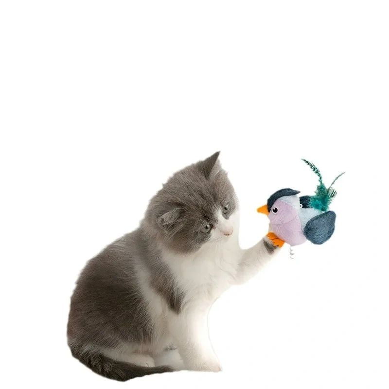 Eco-Friendly for Bestseller Pet Toy Squeaky Bird Plush Cat Wand for Boredom Relief Self-Entertainment Cat Entertainment