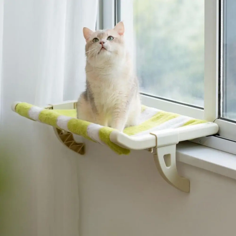 Cat Hammock Bed Adjustable Bedside Hammock Purr Loft Cats No Drilling Window Perch Cat Bed with Removable Washable Cover