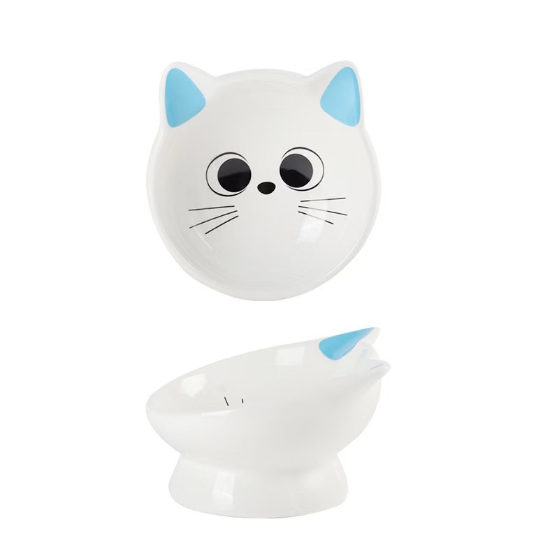 Ceramic Cat Food Bowl 15° Tilted Design  Pet Bowls
