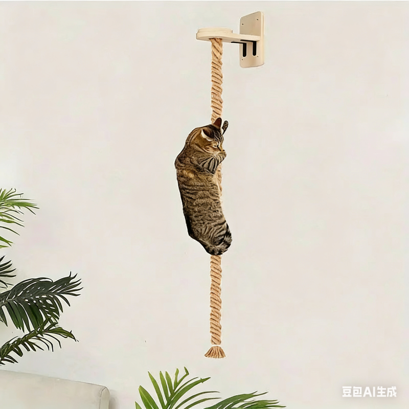 Wall-mounted Solid Wood Cat Frame, Small Apartment Cat Climbing Platform