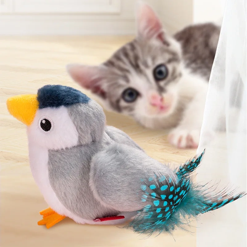 Eco-Friendly for Bestseller Pet Toy Squeaky Bird Plush Cat Wand for Boredom Relief Self-Entertainment Cat Entertainment