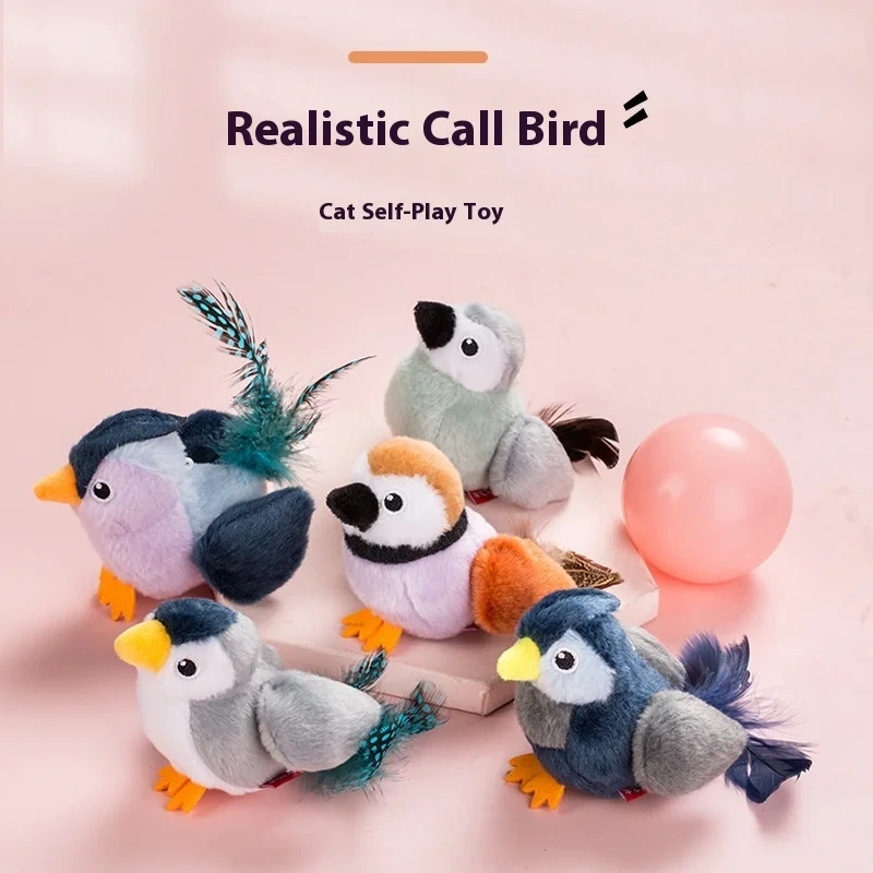 Eco-Friendly for Bestseller Pet Toy Squeaky Bird Plush Cat Wand for Boredom Relief Self-Entertainment Cat Entertainment