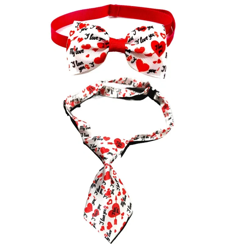 Hot Selling Adjustable Polyester Pet Bow Tie Red Plaid Christmas Design with Print Pattern for Dogs Cats for Summer Winter Use