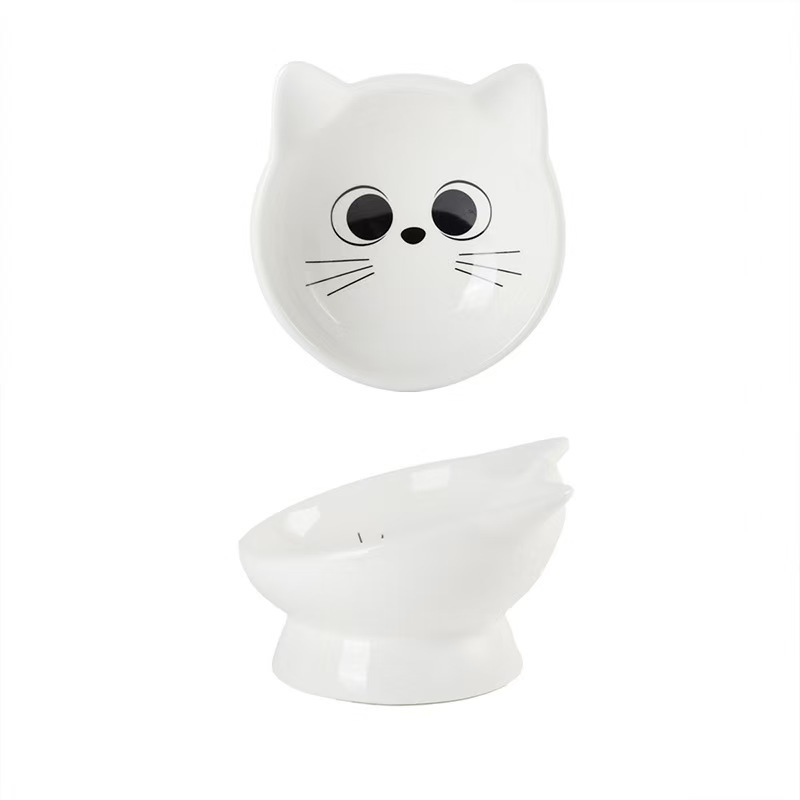 Ceramic Cat Food Bowl 15° Tilted Design  Pet Bowls