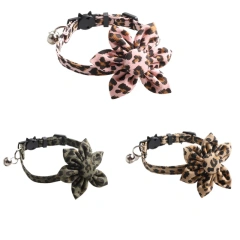 Leopard Print & Sunflower Cat Collars with Bell - Stylish Pet Collars for Cats