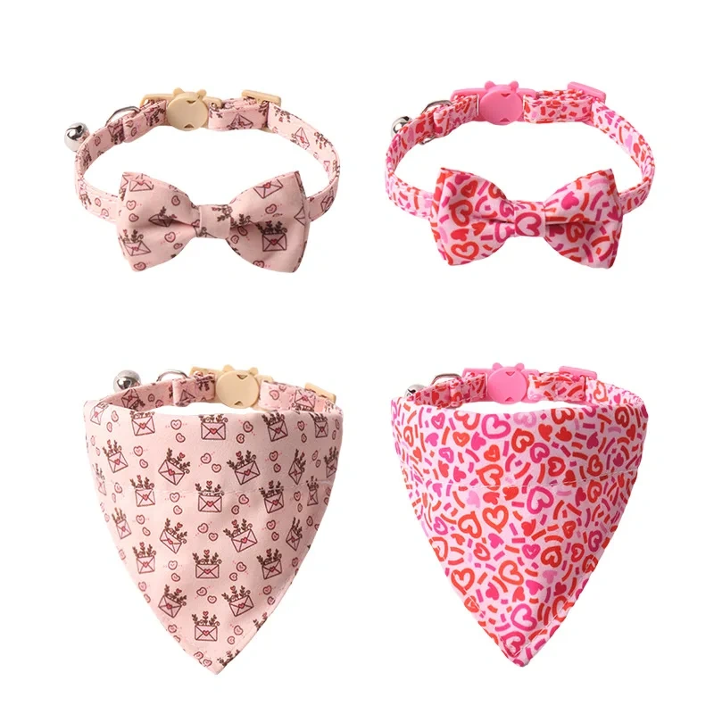 Bowknot Pet Collar for Cats Adjustable Bibs Kitty Necklace Triangular Scarf Printed Puppy Cat Collar Bandanas