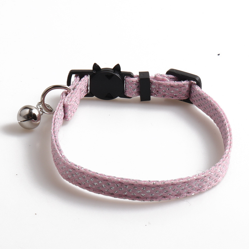 Adjustable Collar Cute Kitten Face Shape Button with Bell Pet Collar