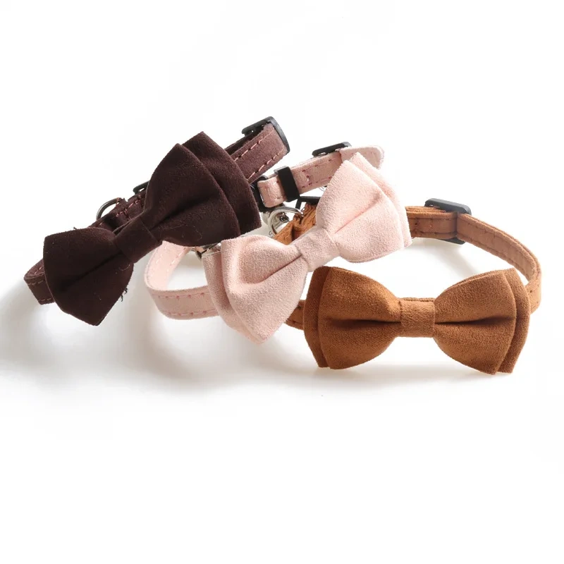 Wholesale Custom Pet Cat Collar Luxury Plain Small Puppy Breakaway Pet Cat Collar Bow Tie Pet Cat Collar With Bell