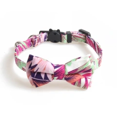 Custom Cute Print Adjustable Halloween Pet Cat Collar Fancy Cat Collars with Bow