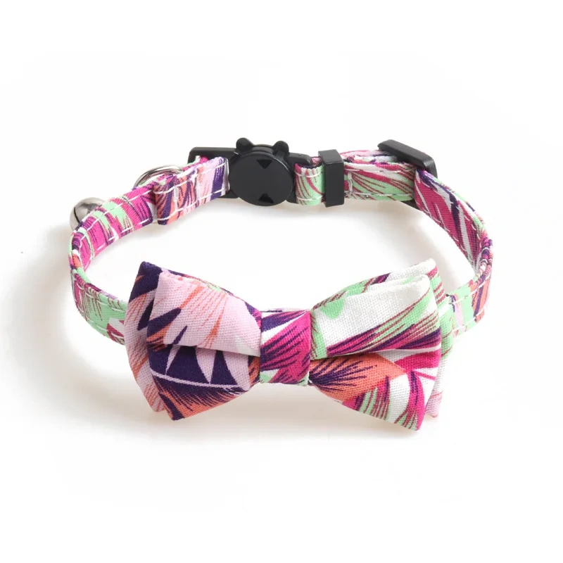 Custom Cute Print Adjustable Halloween Pet Cat Collar Fancy Cat Collars with Bow