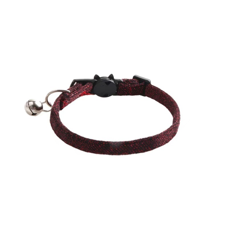 Adjustable Collar Cute Kitten Face Shape Button with Bell Pet Collar