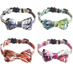 Custom Cute Print Adjustable Halloween Pet Cat Collar Fancy Cat Collars with Bow
