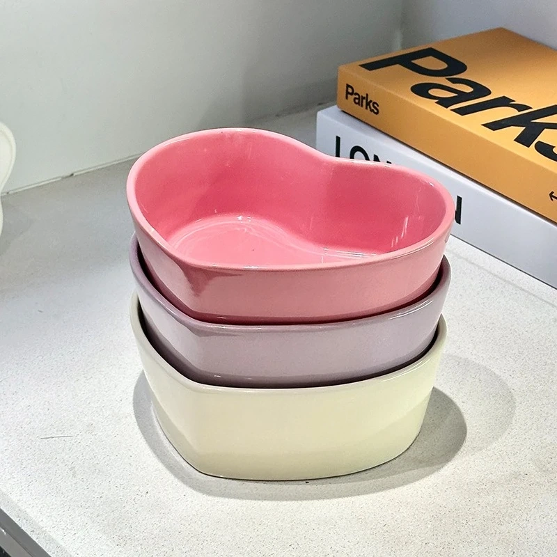 Creative Minimalist Love Cream Macaron Bowls Home Dessert Salad Bowl Cute Ceramic Rice Bowl Dessert Underglaze Color Rice Bowls