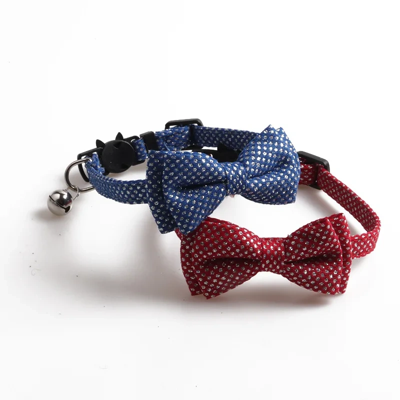 Hot Selling New Point Design Adjustable Collar Cute Kitten Face Shape Button with Bell Pet Collar