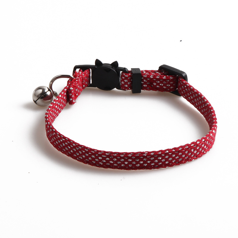 Adjustable Collar Cute Kitten Face Shape Button with Bell Pet Collar