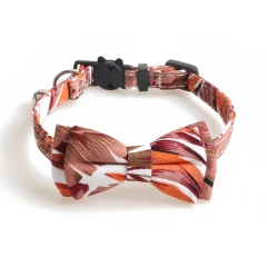 Custom Cute Print Adjustable Halloween Pet Cat Collar Fancy Cat Collars with Bow