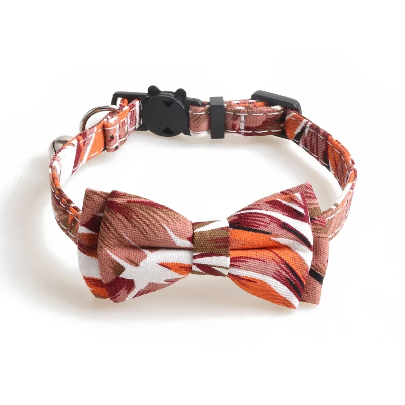 Custom Cute Print Adjustable Halloween Pet Cat Collar Fancy Cat Collars with Bow