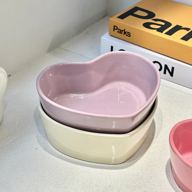 Creative Minimalist Love Cream Macaron Bowls Home Dessert Salad Bowl Cute Ceramic Rice Bowl Dessert Underglaze Color Rice Bowls