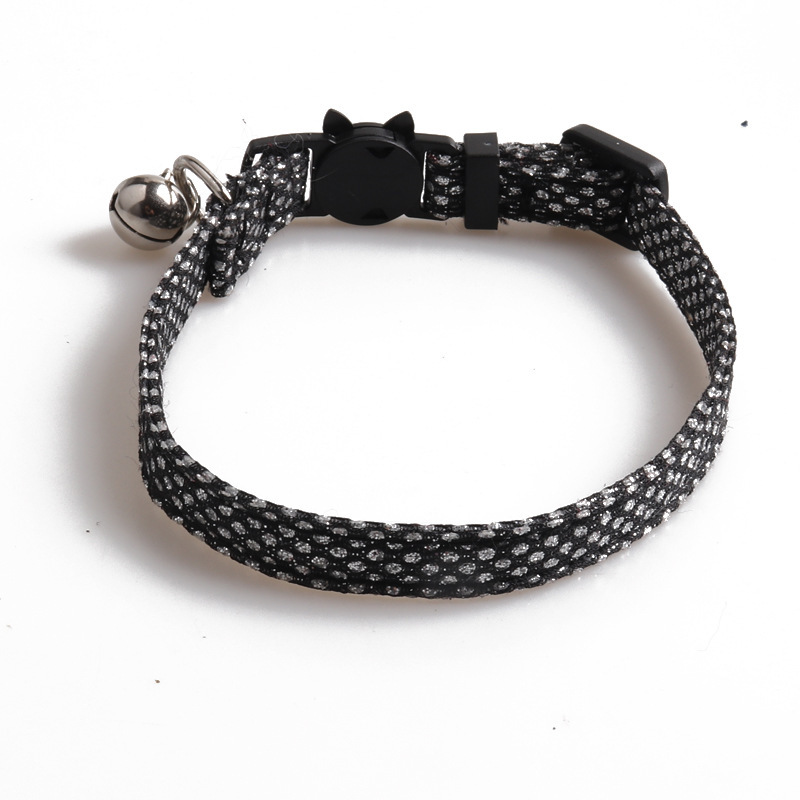 Adjustable Collar Cute Kitten Face Shape Button with Bell Pet Collar