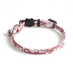 Adjustable Collar Cute Kitten Face Shape Button with Bell Pet Collar