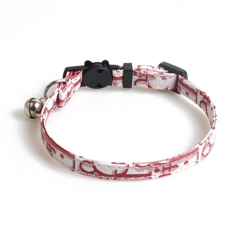 Adjustable Collar Cute Kitten Face Shape Button with Bell Pet Collar