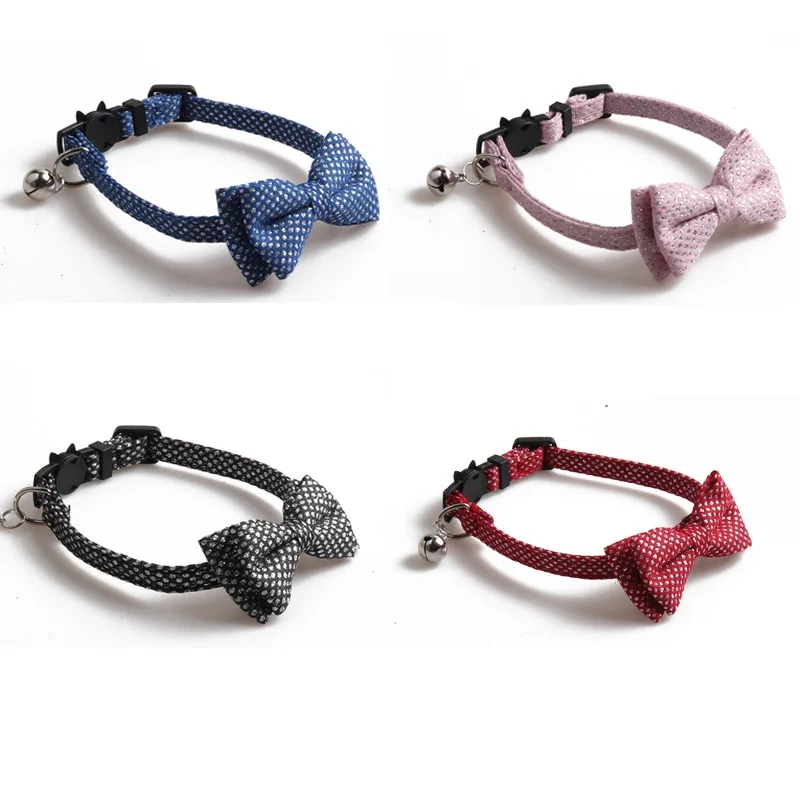 Hot Selling New Point Design Adjustable Collar Cute Kitten Face Shape Button with Bell Pet Collar