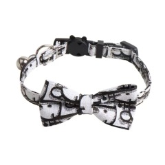 Adjustable Collar Cute Kitten Face Shape Button with Bell Pet Collar