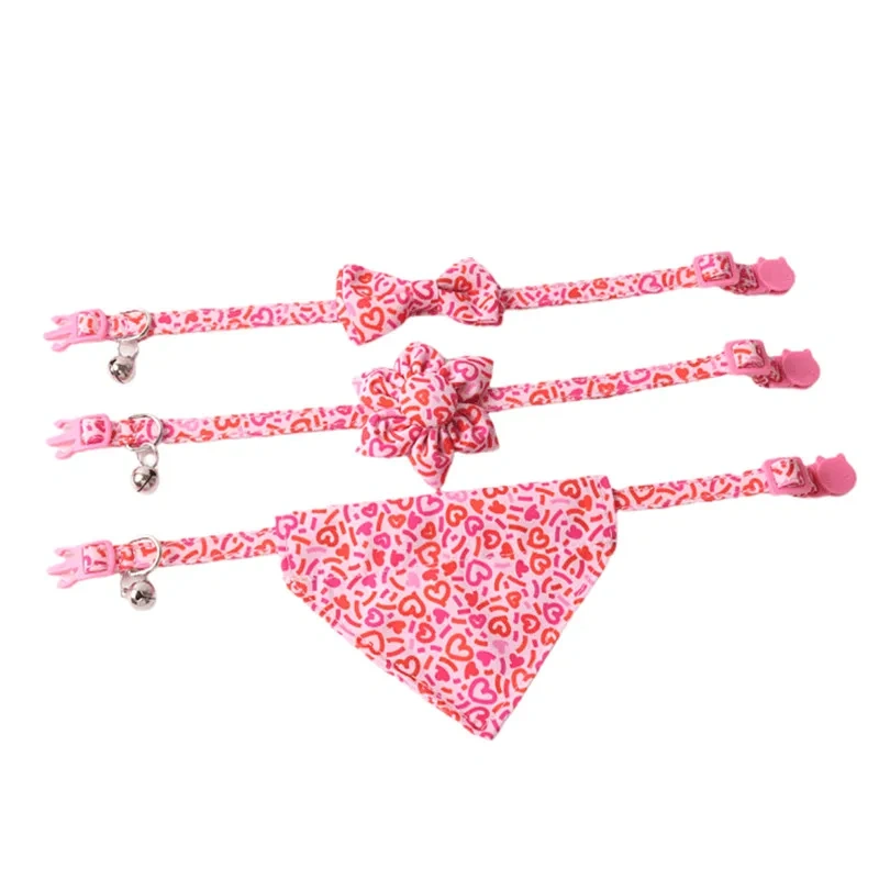Bowknot Pet Collar for Cats Adjustable Bibs Kitty Necklace Triangular Scarf Printed Puppy Cat Collar Bandanas