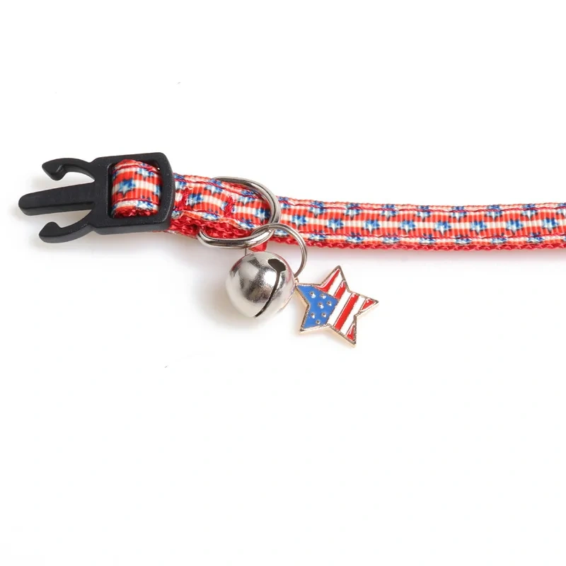 Wholesale Custom Pet Cat Collar USA Independence Day Safety Luxury Pet Cat Bow Tie Collar Breakaway Buckle With Bell