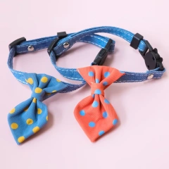 Adjustable Safety Buckle British Style Wedding Polka Dot Print Pet Cat Dog Collar Bow Tie for Cats & Dogs With Bell