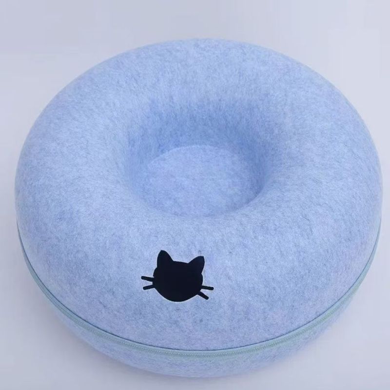 Large Cat Tunnel Bed Cat Hideout Donut Pet Cave Soft Warm Pet House