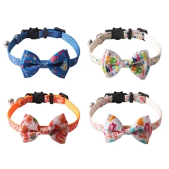 Wholesale Custom Pet Cat Collar Luxury Breakaway Small Birthday Bow Tie Pet Cat Collar With Bell