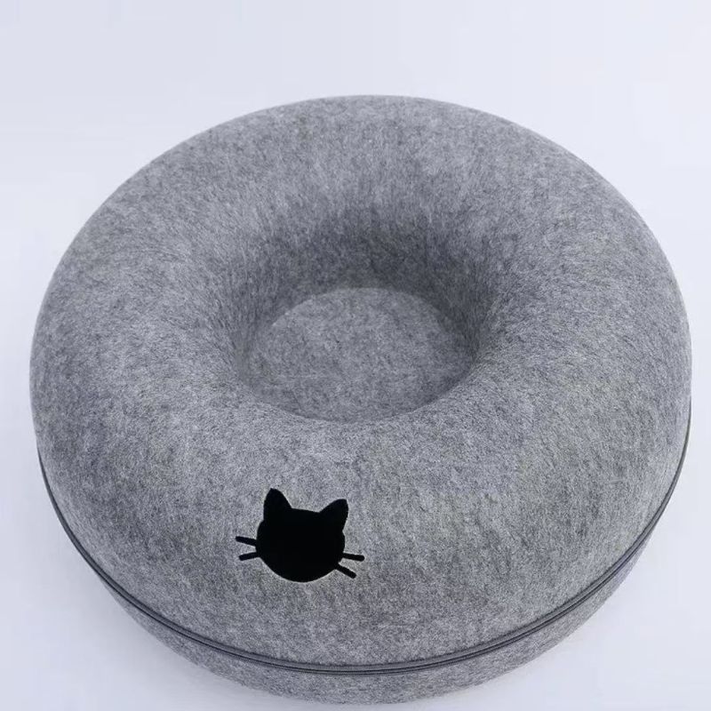 Large Cat Tunnel Bed Cat Hideout Donut Pet Cave Soft Warm Pet House