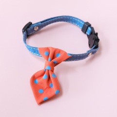 Adjustable Safety Buckle British Style Wedding Polka Dot Print Pet Cat Collar Bow Tie