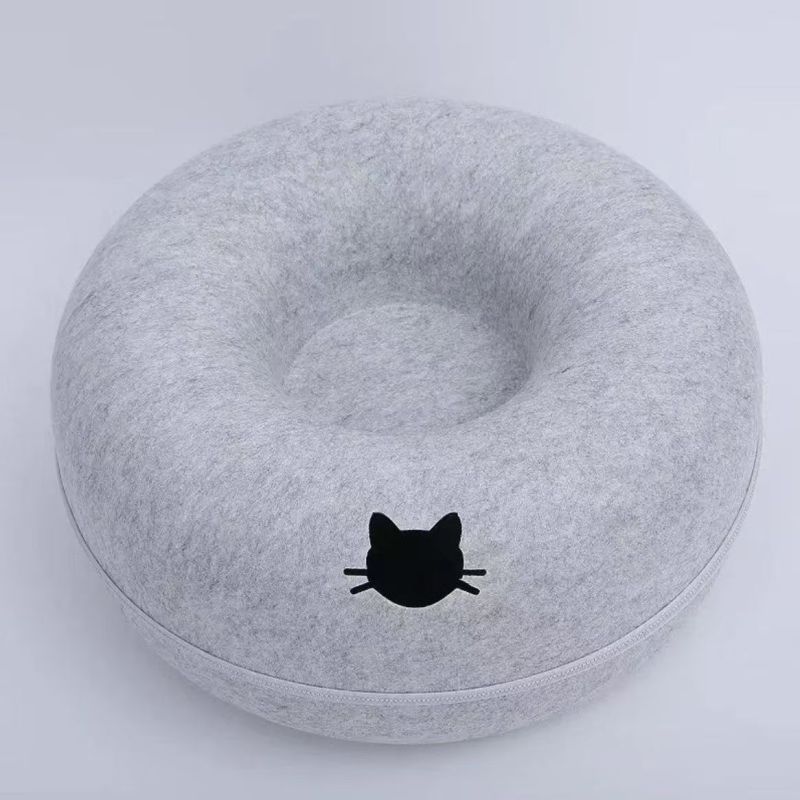 Large Cat Tunnel Bed Cat Hideout Donut Pet Cave Soft Warm Pet House