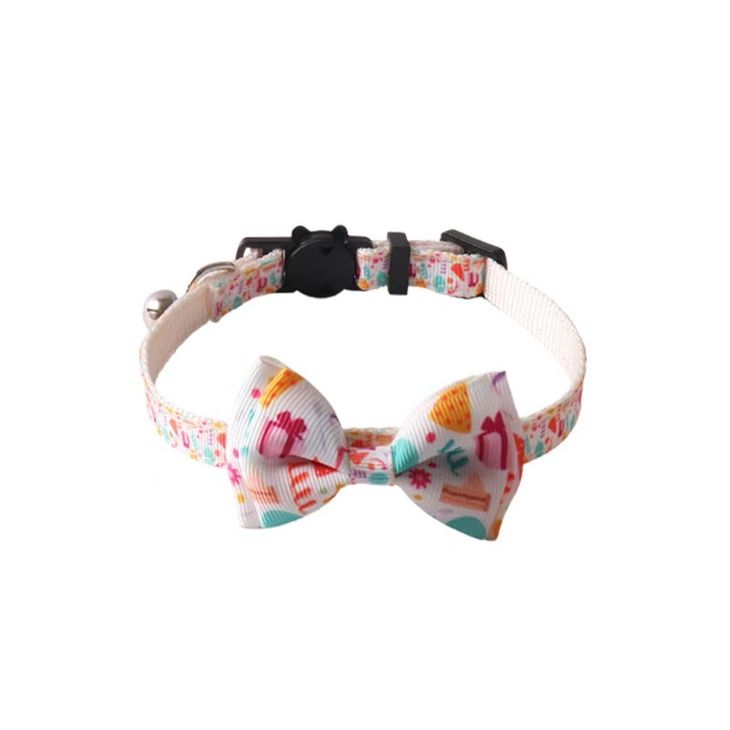 Pet Cat Collar Luxury Breakaway Small Birthday Bow Tie