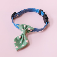 Adjustable Safety Buckle British Style Wedding Polka Dot Print Pet Cat Collar Bow Tie